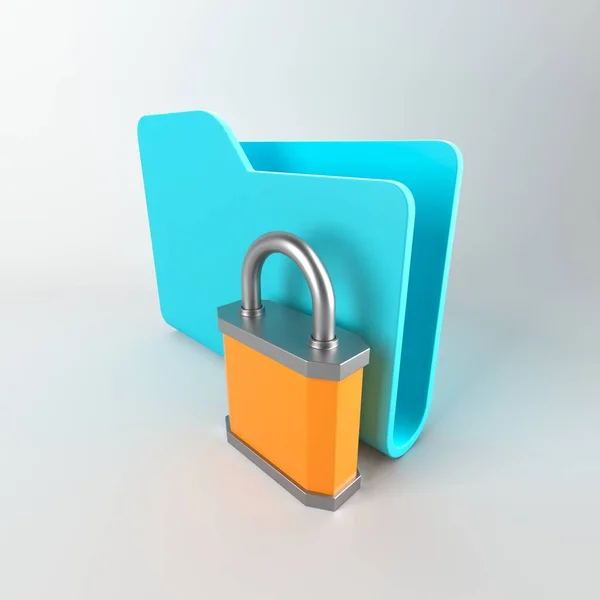 Office Folder Lock Data Security Concept Rendering — Stok fotoğraf
