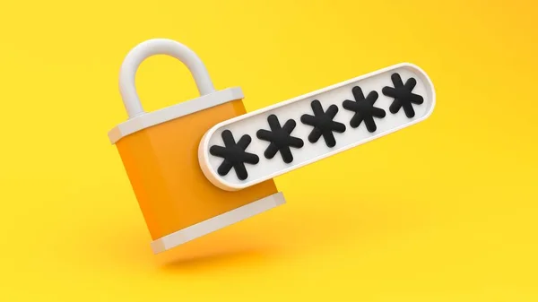 Locked Password Field Padlock Secure Login Concept Rendering — Stok fotoğraf