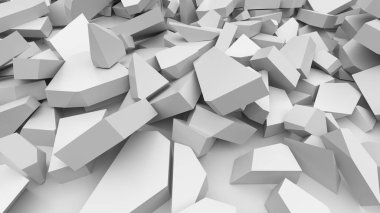 White cracked debris heap background. 3d rendering