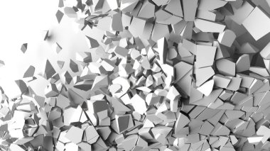 White cracked debris heap background. 3d rendering