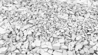 White cracked debris heap background. 3d rendering