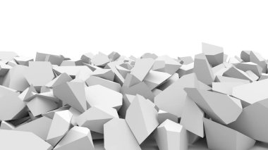 White cracked debris heap background. 3d rendering