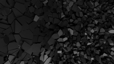Cracked surface dark background. Broken effect destruction. 3d rendering