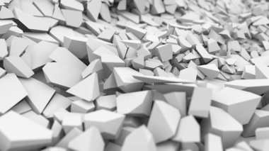 White cracked debris heap background. 3d rendering