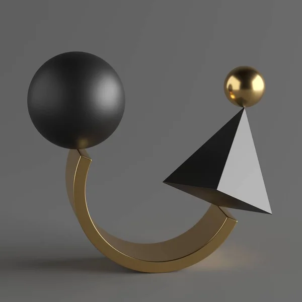 平衡的平衡 几何概念 最小的现代背景 3D渲染 — 图库照片