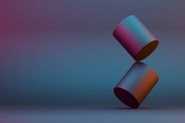 Geometric shapes in impossible balance. Backdrop design for product promotion. 3d rendering