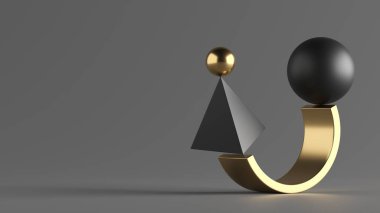 Equilibrium balance. Geometric concept. Minimal modern background. 3d rendering