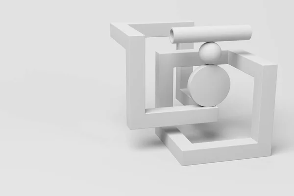 几何形状在不可能的平衡 产品促销的备份设计 3D渲染 — 图库照片