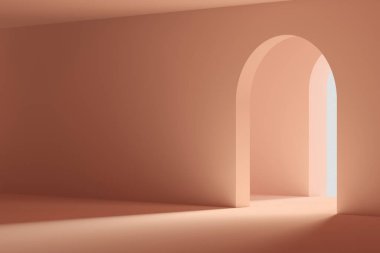 Boş kat ve oda. Modern arka plan. Açık uzay iç mekanı. 3d oluşturma