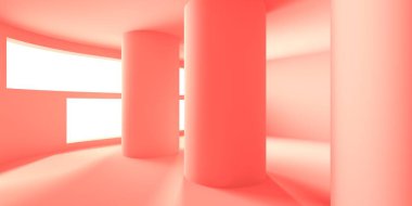 Boş kat ve oda. Modern arka plan. Açık uzay iç mekanı. 3d oluşturma