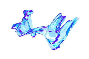 Soyut şekilli cam. Sıvı su sıçraması. 3d oluşturma