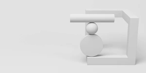 不可能なバランスで幾何学的な形状 製品プロモーションのための背景デザイン 3Dレンダリング — ストック写真