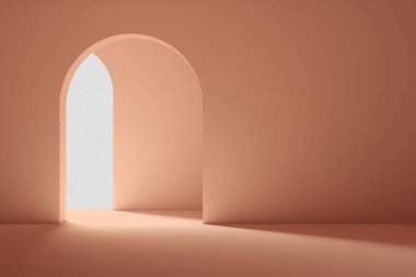 Boş kat ve oda. Modern arka plan. Açık uzay iç mekanı. 3d oluşturma