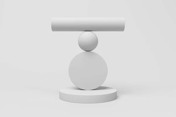不可能なバランスで幾何学的な形状 製品プロモーションのための背景デザイン 3Dレンダリング — ストック写真