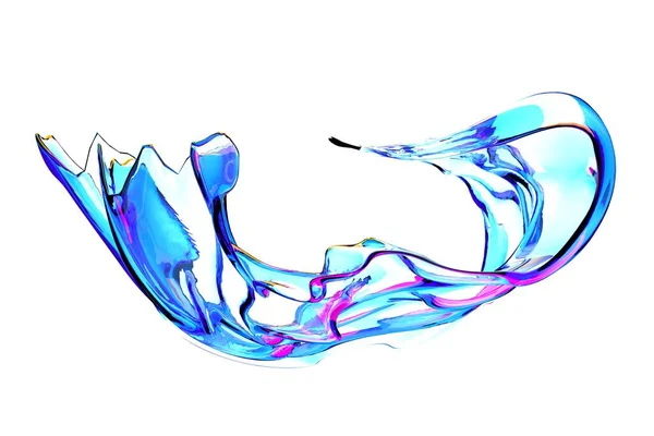 抽象的な形のガラス 液体の水のスプラッシュ 3Dレンダリング — ストック写真