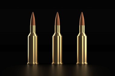 Tüfek mermisi ya da cephane. 3d oluşturma