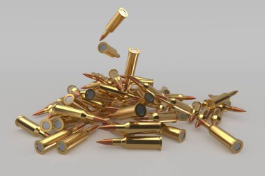 Tüfek mermisi ya da cephane. 3d oluşturma