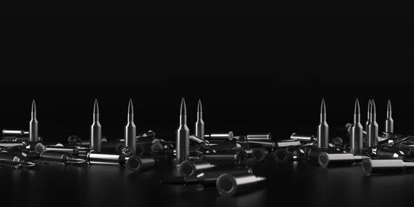 来复枪子弹背景 军事技术横幅 3D渲染 — 图库照片