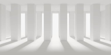 Beyaz, boş mimari iç mimari. Modern bina tasarımı... 3D görüntüleme