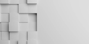 Soyut beyaz geometrik arkaplan. Poster deseni. Basit, temiz bir tasarım. 3d oluşturma