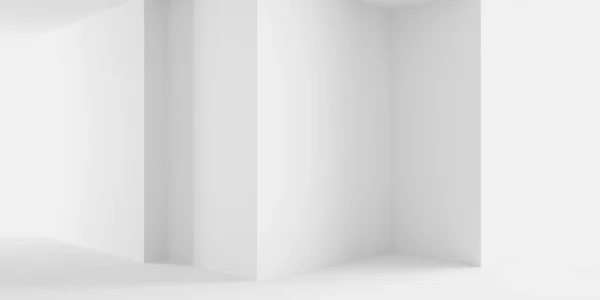 白色空旷的建筑内部 现代建筑设计3D渲染 — 图库照片