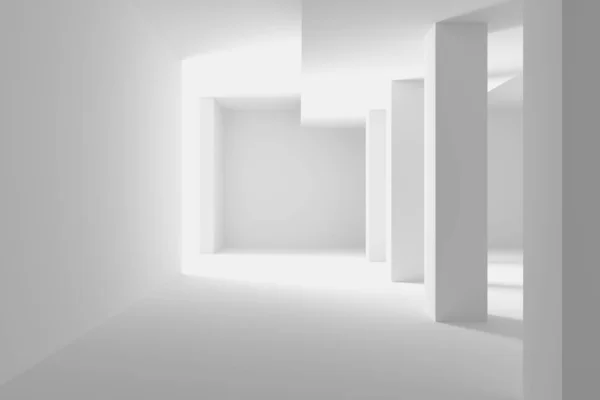 Белый Пустой Интерьер Архитектуры Современный Дизайн Здания Рендеринг — стоковое фото