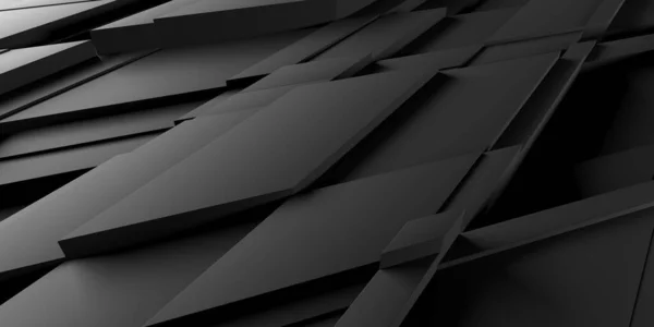 Fondo Geométrico Poligonal Negro Banner Oscuro Lujo Renderizado —  Fotos de Stock