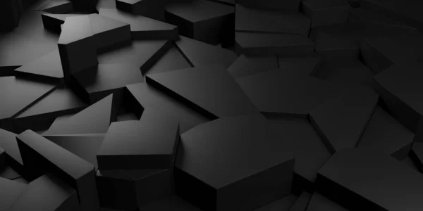 Black Polygonal Geometric Background Luxury Dark Banner Rendering — Stock Photo, Image