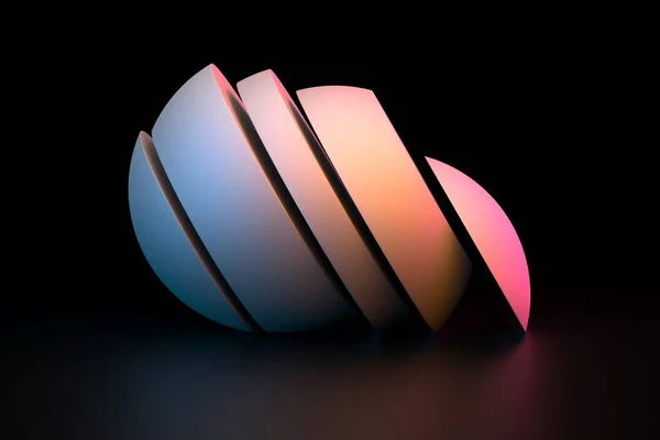 抽象的な球は断片にスライスする 現代の最小幾何学テンプレート 3Dレンダリング — ストック写真