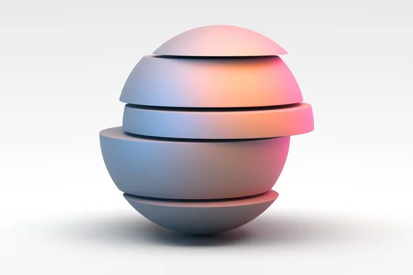 抽象的な球は断片にスライスする 現代の最小幾何学テンプレート 3Dレンダリング — ストック写真