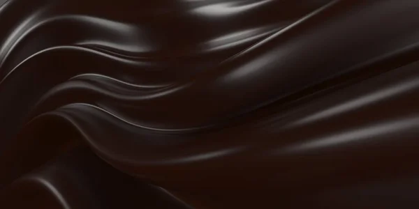 초콜릿 초콜렛 덩어리가 녹았어 코코아 웨이브 렌더링 — 스톡 사진