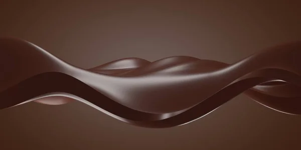 Chocolate background. Melted choco mass. Cocoa coffee milk wave flow. 3d rendering