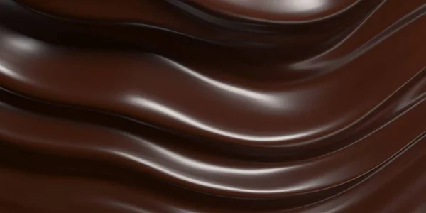 Chocolate background. Melted choco mass. Cocoa coffee milk wave flow. 3d rendering