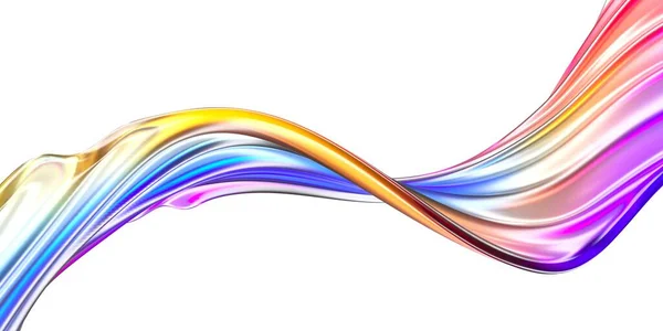 概要流体ホログラフィックネオン波の明るい背景 スペクトル現代のグラデーション形状 3Dレンダリング — ストック写真