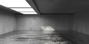 Soyut iç dizayn beton oda. Mimarlık geçmişi. 3d oluşturma