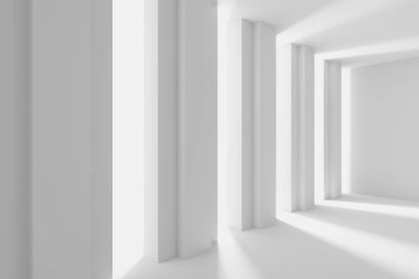 Boş Oda. Soyut Fütürist İçişleri. 3d Görüntüleme