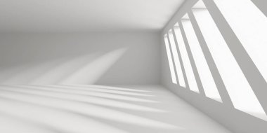 Beyaz Modern mimari iç arka plan. 3D render illüstrasyon