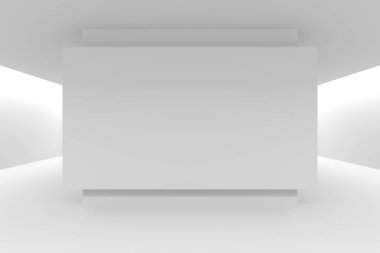 Beyaz Modern mimari iç arka plan. 3D render illüstrasyon
