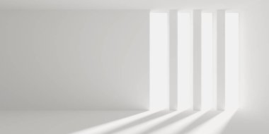 Beyaz Modern mimari iç arka plan. 3D render illüstrasyon