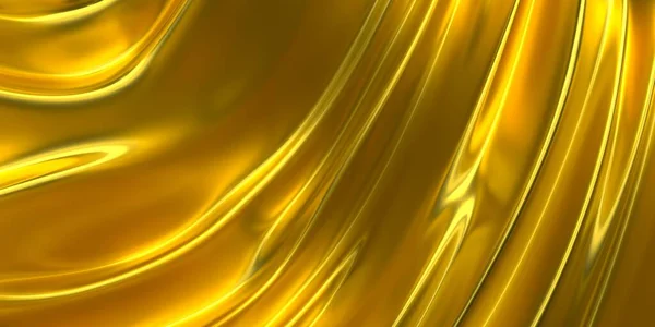 Золотой Роскошный Ткань Фона Атлас Складывает Текстуру Рендеринг — стоковое фото