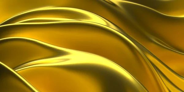 Fundo Tecido Luxo Dourado Padrão Textura Dobras Cetim Renderização — Fotografia de Stock
