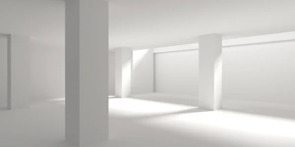 Fehér Üres Belső Tér Modern Épület Tervezés Renderelés — Stock Fotó