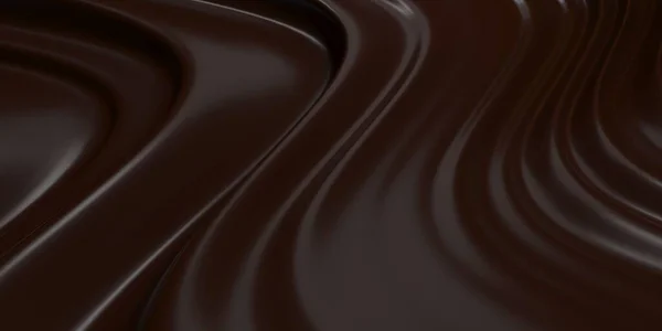 초콜릿 초콜렛 덩어리가 녹았어 코코아 웨이브 렌더링 — 스톡 사진