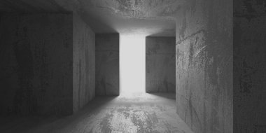 Soyut mimari iç plan. Modern beton oda. 3d oluşturma