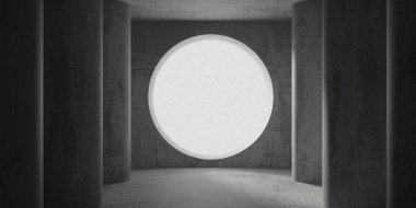 Soyut mimari iç plan. Modern beton oda. 3d oluşturma