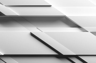 Soyut beyaz geometrik arkaplan. Poster deseni. Basit, temiz bir tasarım. 3d oluşturma