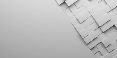 Soyut beyaz geometrik arkaplan. Poster deseni. Basit, temiz bir tasarım. 3d oluşturma