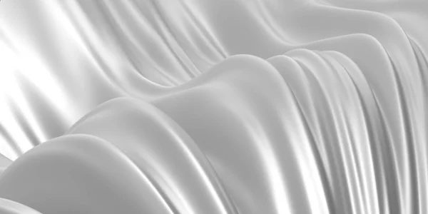 Fond Tissu Blanc Lisse Texture Élégante Satin Soie Ondulée Rendu — Photo