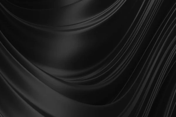 Streszczenie Black Tloth Tle Jedwabista Tkanina Piękne Fałdy Renderowanie — Zdjęcie stockowe