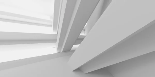 白の抽象的な近代建築インテリアの背景 レンダリング図 — ストック写真